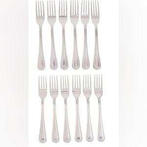 Winco 0005-05 12-Piece Dots Dinner Fork Set, 18-0 Stainless Steel,Silver